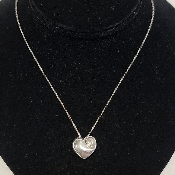 Authentic Tiffany & Co. 925 Sterling Silver Puffed Heart...
